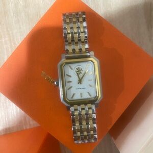 tory burch robinson two tone watch
